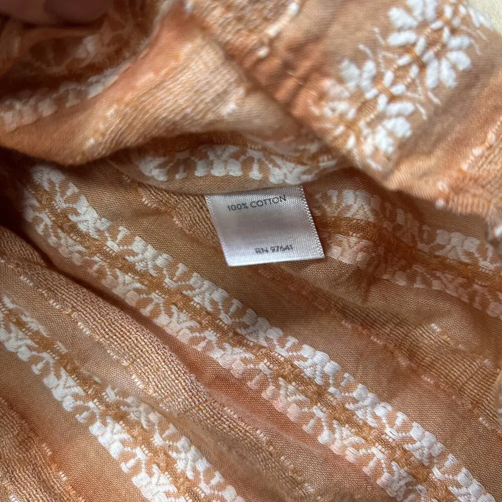 J.Jill Womens Small Sleeveless Tiered Dress Orange White Cotton Swing Dress GC - Picture 5 of 7